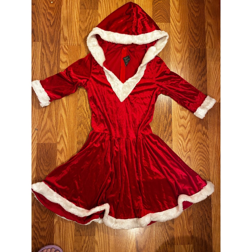 Leg Avenue Holiday Santa Hooded Dress Velvet Faux Fur XL/XG Red Costume